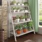 Suport de flori din bambus Nepel Tip 2 alb , 70 x40 x 122 cm