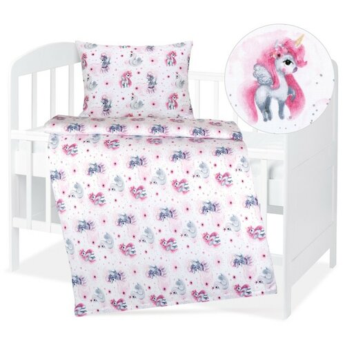 Bellatex Lenjerie de pat din bumbac Agata Unicornroz, 90 x 135 cm, 45 x 60 cm