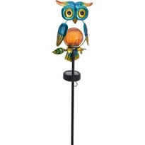 Solární lampa Owl modrá, 12 x 6 x 54 cm