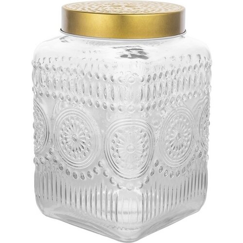 Altom Sada skleněných dóz se zlatým víkem Daisy 2,2 l, 4 ks