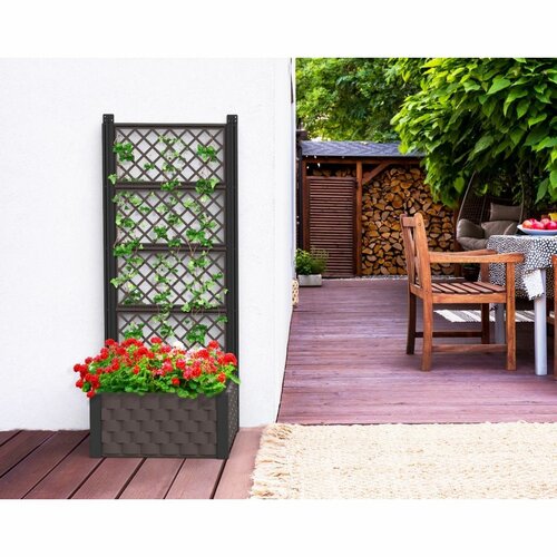 Duramax Nadzemný záhon s trelážou antracit, 55 x 55 cm