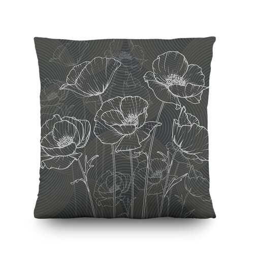 Kissen Graue Mohnblumen, 45 x 45 cm