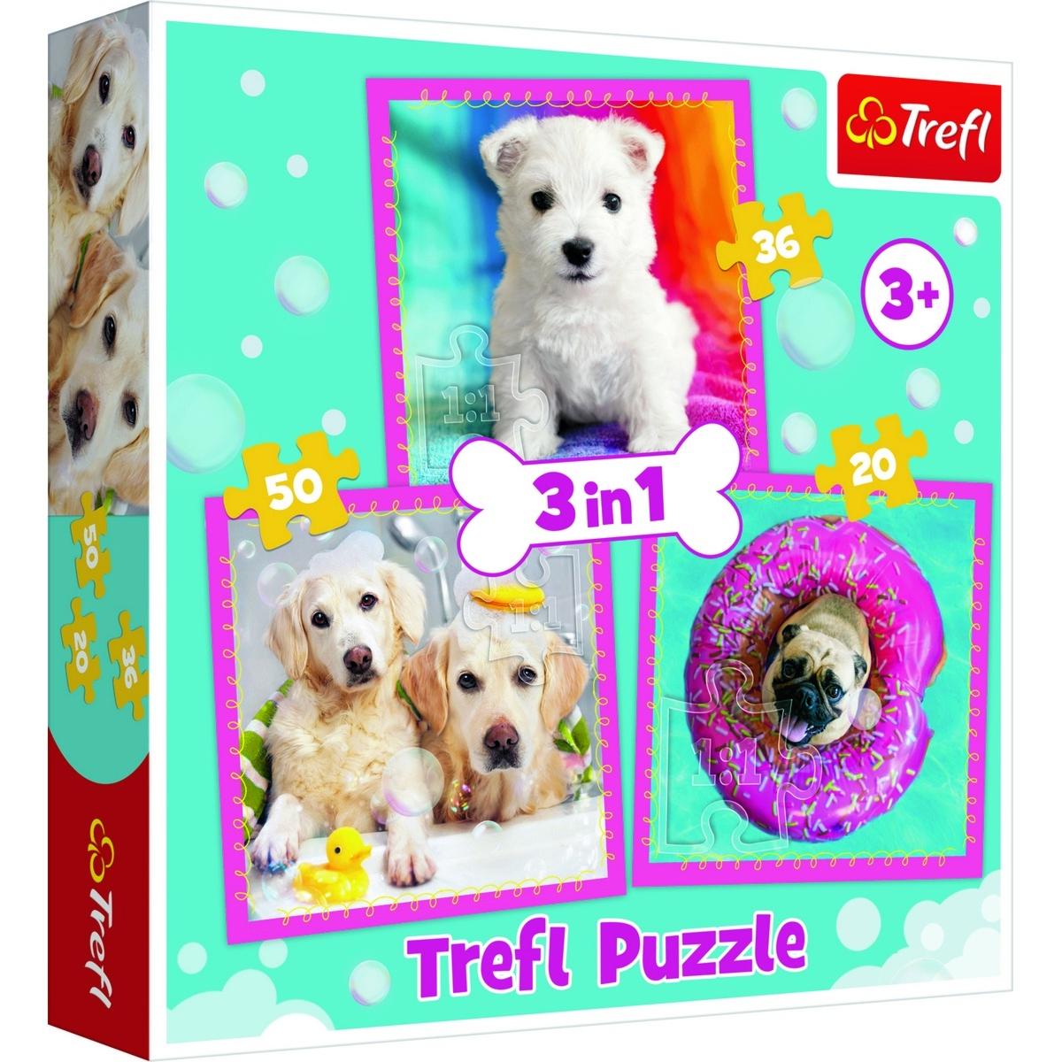 Obrázok TREFL Puzzle Štěňátka 3v1 (20,36,50 dílků)