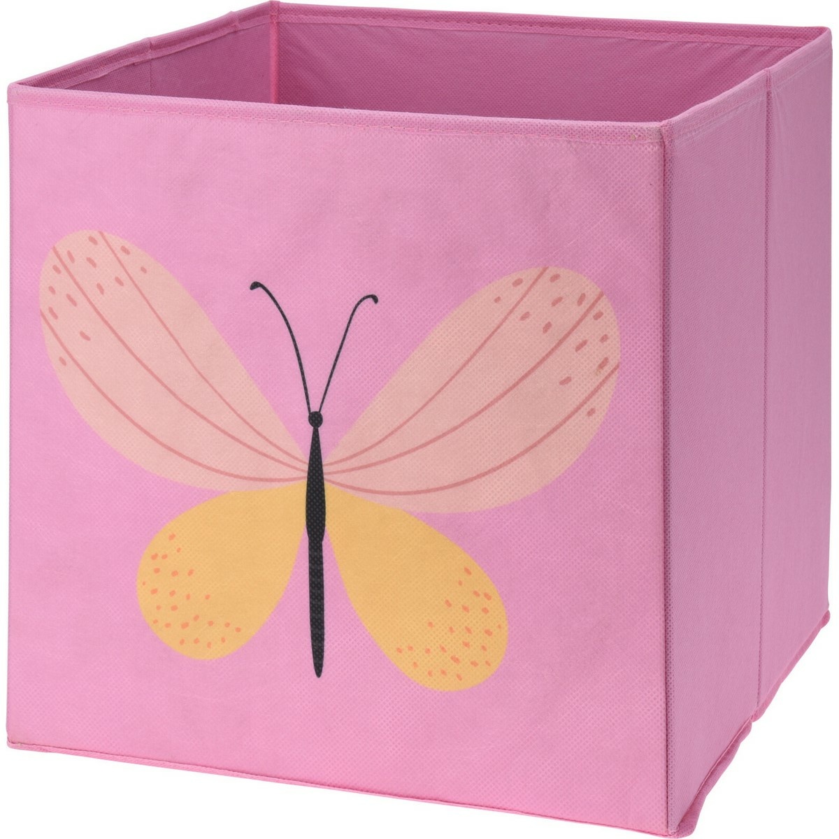 Detský textilný úložný box Motýľ, ružová, 30 x 30 x 30 cm