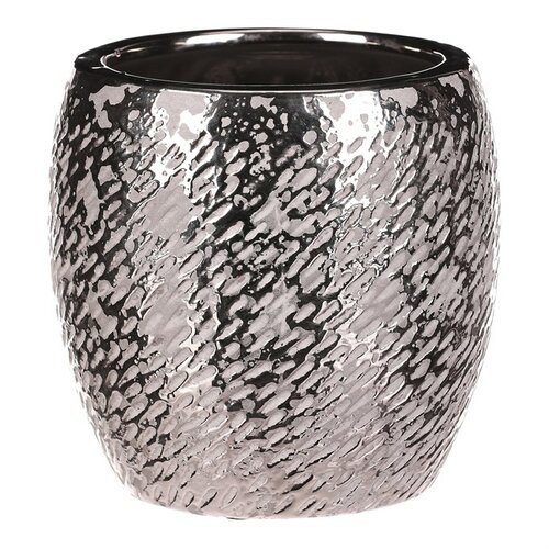 Keramický obal na květináč Silver pr. 17 cm, stříbrná