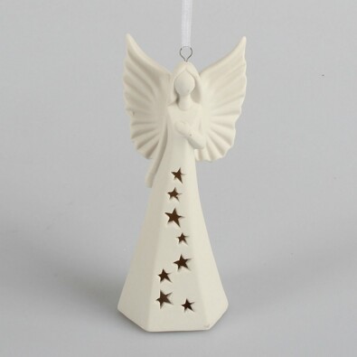 Porcelanowy anioł LED, 20 cm