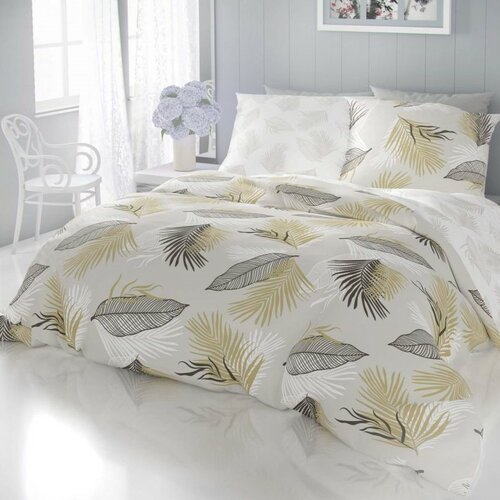 Kvalitex Baumwollbettwäsche Delux Sanel Grau, 140 x 200 cm, 70 x 90 cm