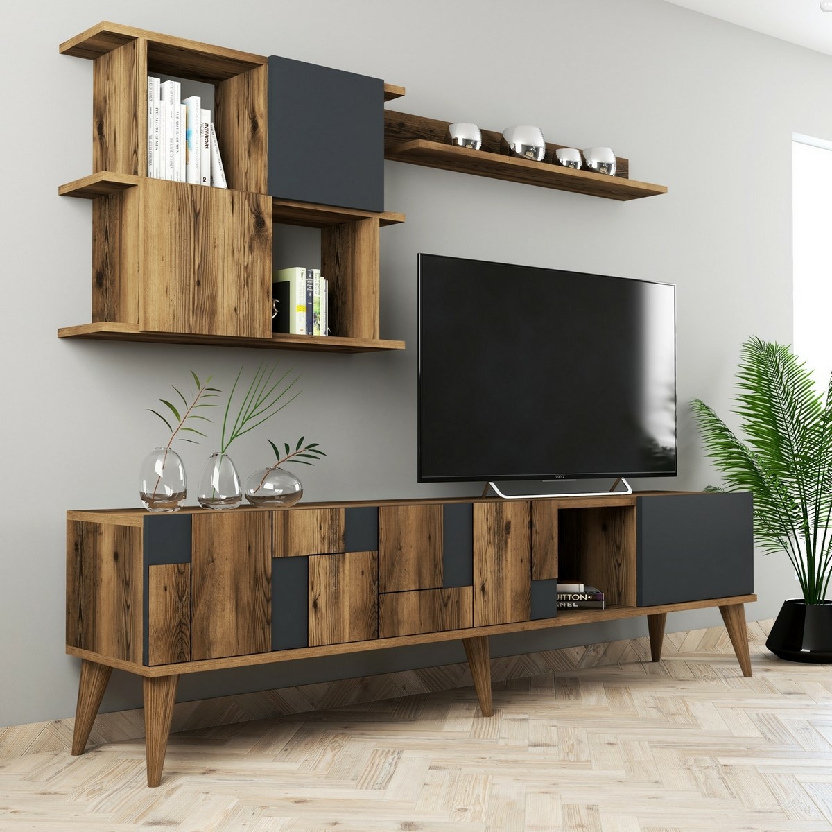 Televízna stena Madrid Anthracite and Walnut