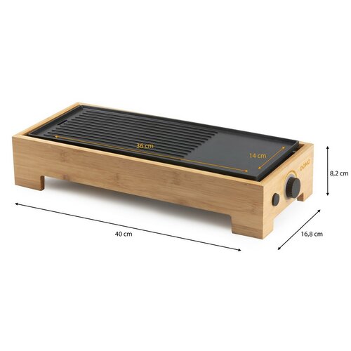 DOMO DO9270G stolní elektrický Plancha gril Bamboo Style