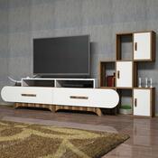 Stolik pod telewizor z szafką Flora S White and Walnut