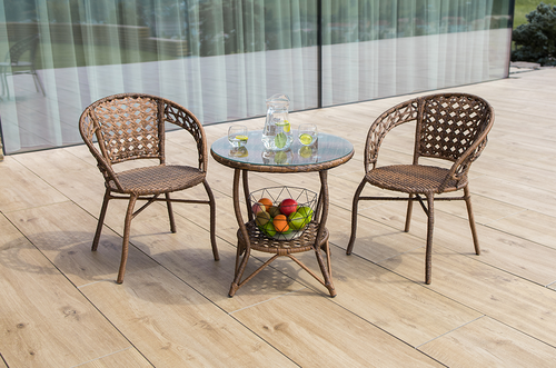 Garten-Rattan-Set 1+2, JARUB, Braun