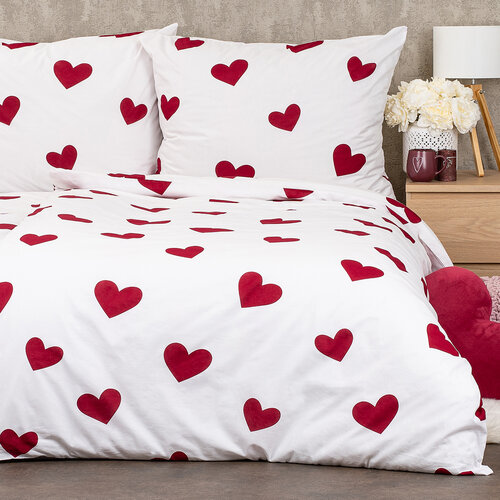 4Home Red Hearts pamut ágyneműhuzat, 140 x 220 cm, 70 x 90 cm