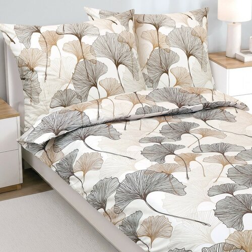 Bellatex Lenjerie de pat din bumbac Ginkgo bej,140 x 200 cm, 70 x 90 cm