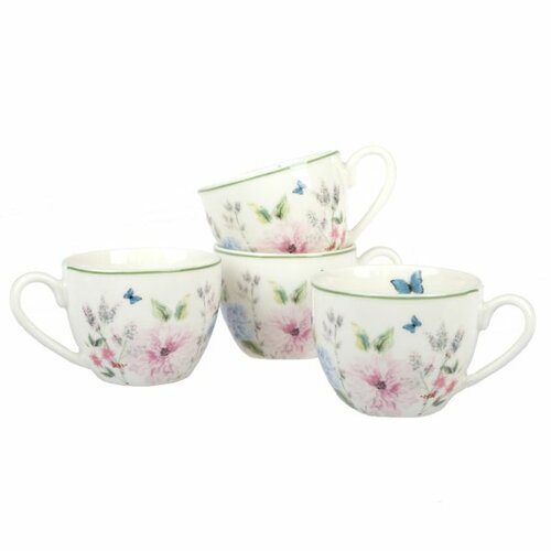 4-delni set porcelanových šálkov Flower Garden, 90ml