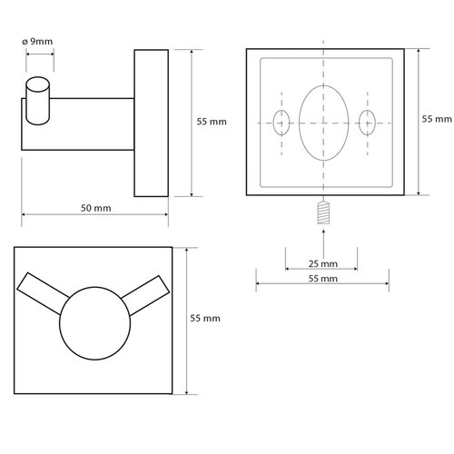 SAPHO XQ201 X-Square cârlig dublu, crom