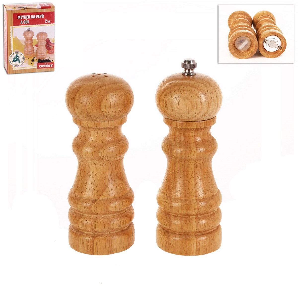 Orion Drevený mlynček na korenie a soľnička
