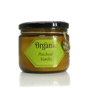 Prírodná vonná sójová sviečka Patchouli Vanilla v jantárovom skle
