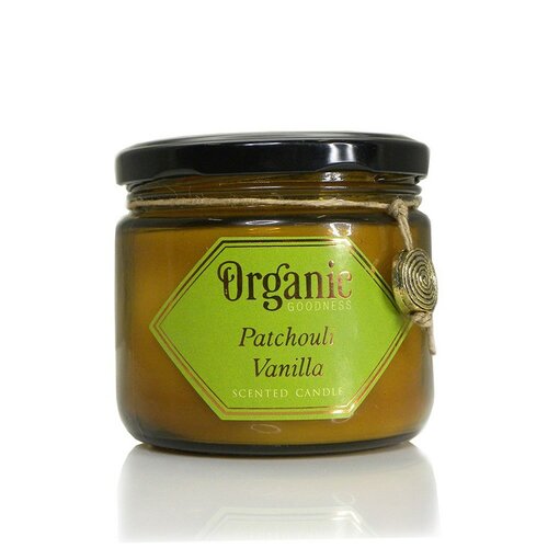 Organická sviečka Patchouli Vanilla 200 g v jantárovom skle