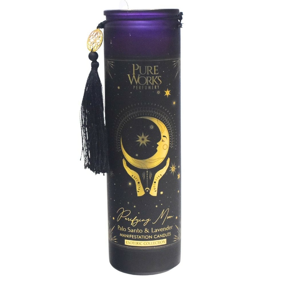 Arome Palo Santo & Lavender Organic gyertya300 g színes magas tégelyben, rojtokkal akciós termékkép 1