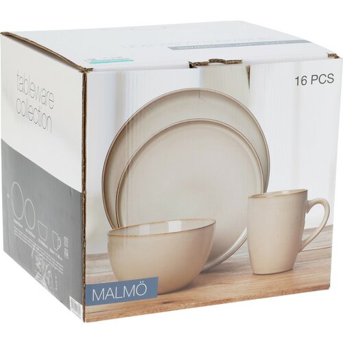 Set de masă din 16 piese Malmö, gresie ceramică
