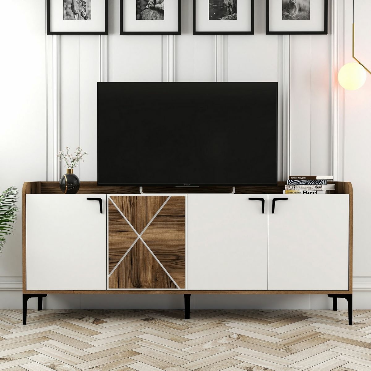 Skrinka Venedik Walnut and White