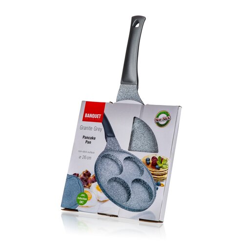 Banquet Pfanne für 4 Hefepfannkuchen mit Antihaft-Oberfläche Granite Grey, Durchmesser 26 cm