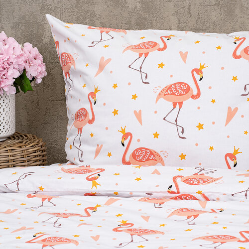 4Home Дитяча бавовняна постільна білизна Flamingo, 140 х 200 см, 70 х 90 см