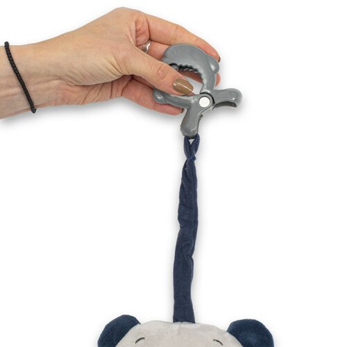 Baby Mix Dětská plyšová hračka s hracím strojkema klipem Medvídek modrá, 24 cm