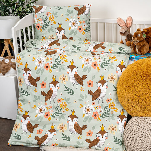 4Home Дитяча бавовняна постільна білизна в дитяче  ліжечко Owlet, 100 x 135 см, 40 x 60 см