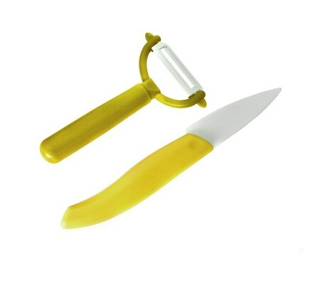 Sada keramický nůž + škrabka, žlutá