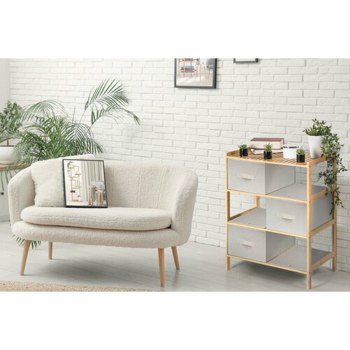 G21 Bambusowy regał z koszykami, 3 półki, beżowy