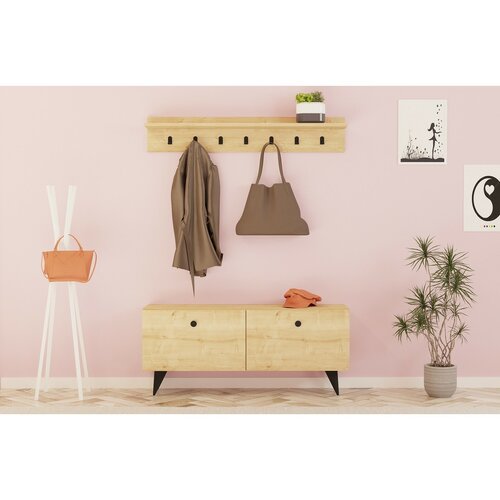 Cuier de perete cu dulap de pantofi Rupa Oak