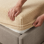 4Home Bettlaken Lammfelloptik Beige, 180 x 200 cm