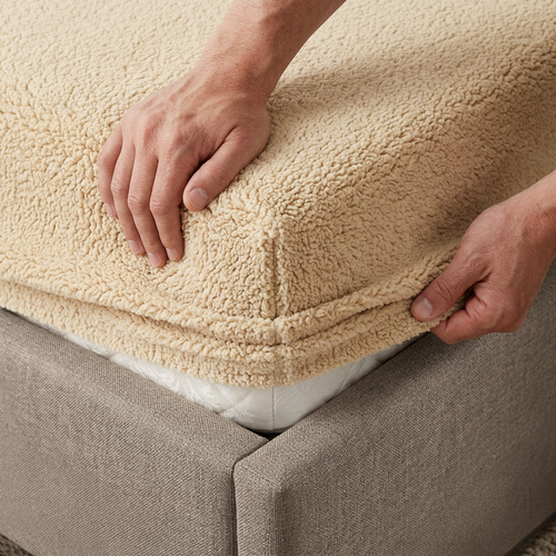 4Home Bettlaken Lammfelloptik Beige, 180 x 200 cm