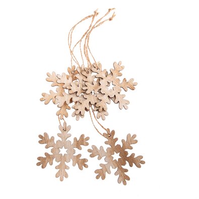 Set Weihnachtsschmuck aus Holz Schneeflocke  Natur, 6 Stück