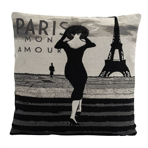 Față mică de pernă Goblen Femeie la Paris, 45 x 45 cm