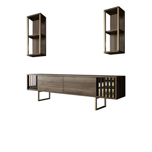 Linie Walnut and Gold TV szekrény polcokkal