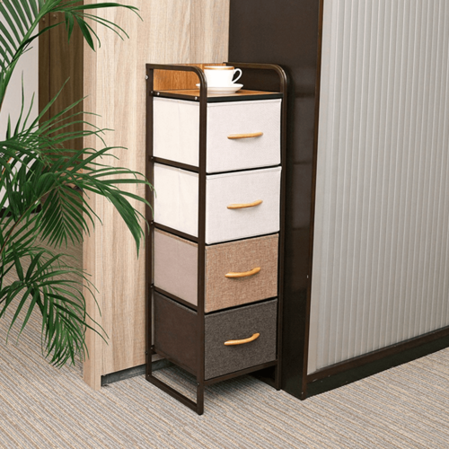 Komoda s látkovými zásuvkami HAZEL TYPE 1, hnedá