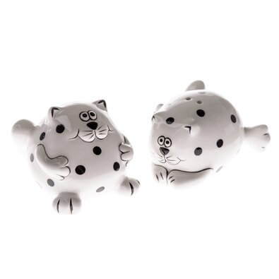 Keramična solnica in poperka Mačka, črna pika