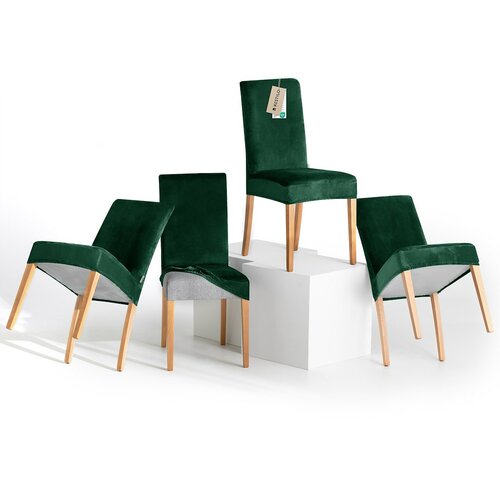 Restilo Husă pentru scaun Sento verde închis, 48 x 48 x 58 + 10 cm, set de 4 bucăți