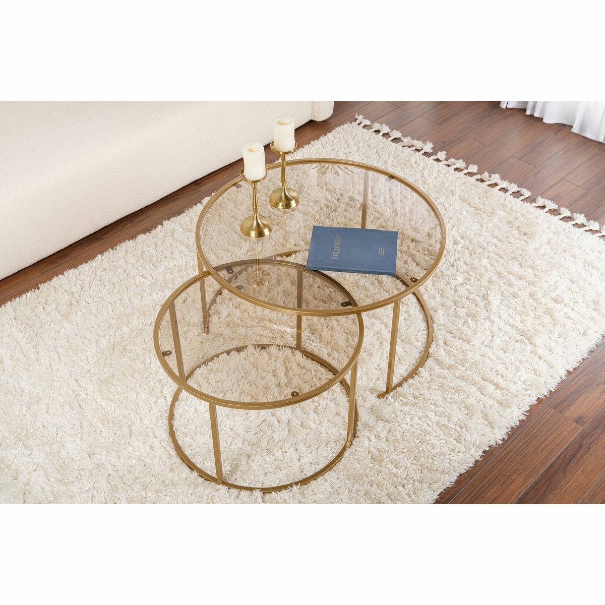 Súprava konferenčných stolíkov Aurum Gold and Bronze 80 cm, 2 ks