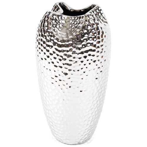 Keramična vaza Silver dots srebrna, 29 cm
