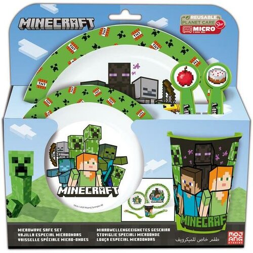 Stor 5-częściowy plastikowy zestaw naczyń  Minecraft