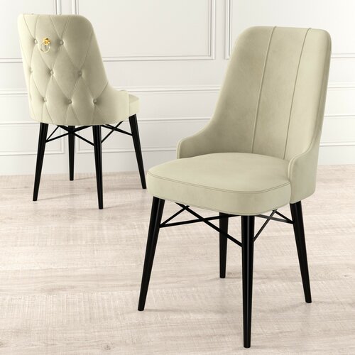 Set de scaune de sufragerie Pare Cream  and Black, 6 buc.