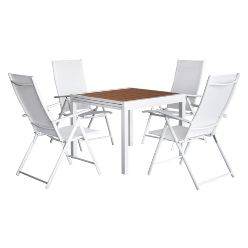 Zestaw ogrodowy 1+4, biały/dąb, NIKY