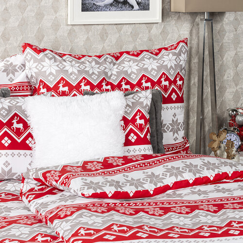Lenjerie de pat din bumbac Crăciun 4Home Red Nordic, 140 x 220 cm, 70 x 90 cm