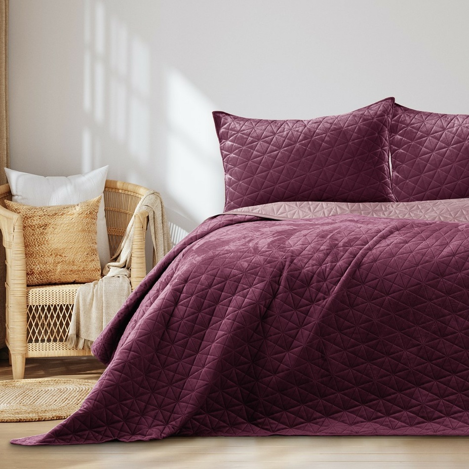 Cuvertură de pat AmeliaHome Laila burgundy, roz, 220 x 240 cm