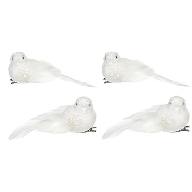Set de păsări pe agrafă, alb, 4 buc.