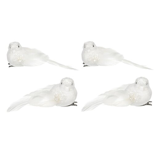 Набір пташок на кліпсі, білий, 4 шт.
