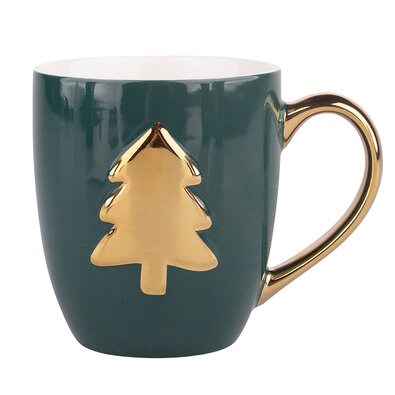 Altom Vianočný hrnček Zlatý strom, 350 ml, zelená